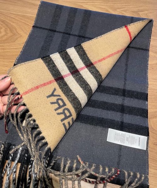 Burberry Contrast Check Cashmere Beige/Black Scarf 180cm/71in 80451711 