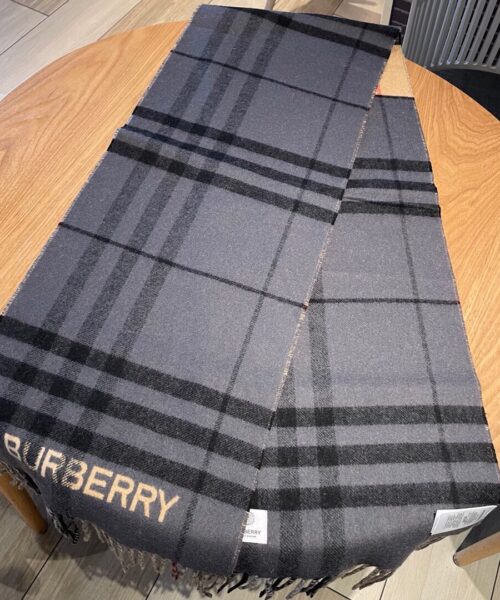 Burberry Contrast Check Cashmere Beige/Black Scarf 180cm/71in 80451711 