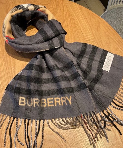 Burberry Contrast Check Cashmere Beige/Black Scarf 180cm/71in 80451711 