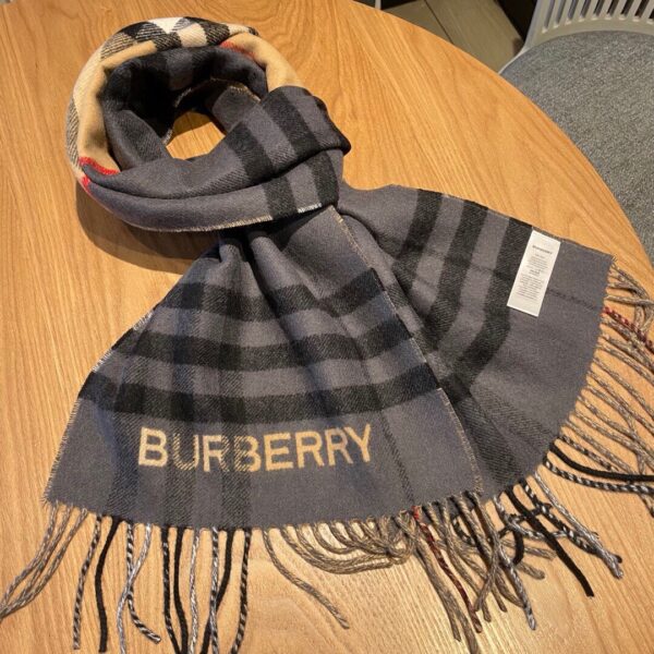 Burberry Contrast Check Cashmere Beige/Black Scarf 180cm/71in 80451711 