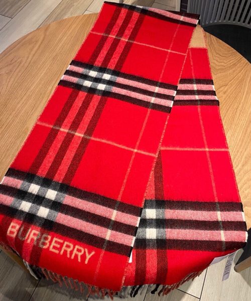 Burberry Contrast Check Cashmere Red/ Beige Scarf 180cm/71in 80504951 