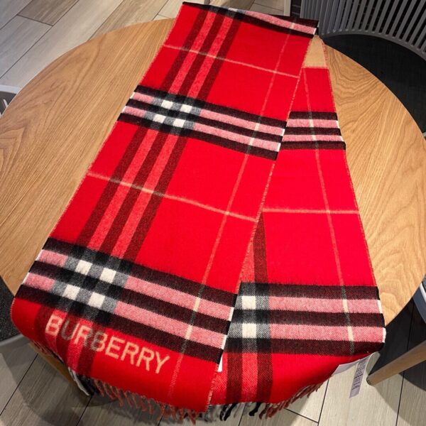 Burberry Contrast Check Cashmere Red/ Beige Scarf 180cm/71in 80504951