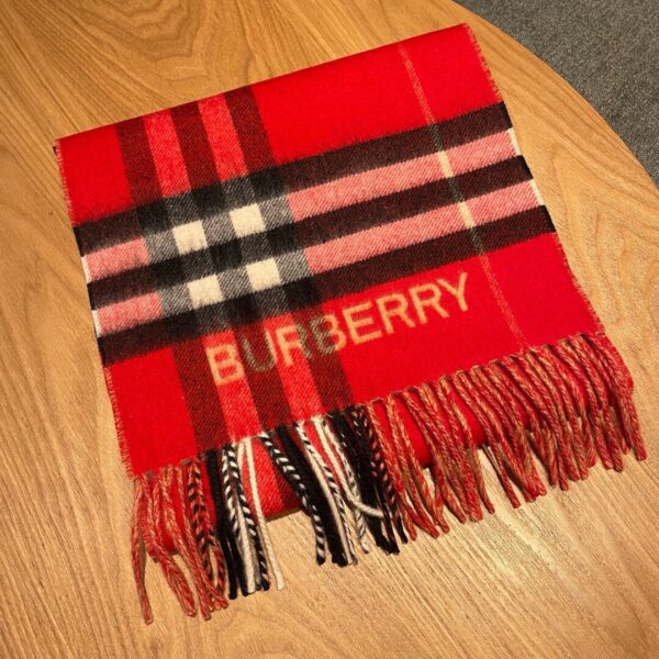 Burberry Contrast Check Cashmere Red/ Beige Scarf 180cm/71in 80504951 