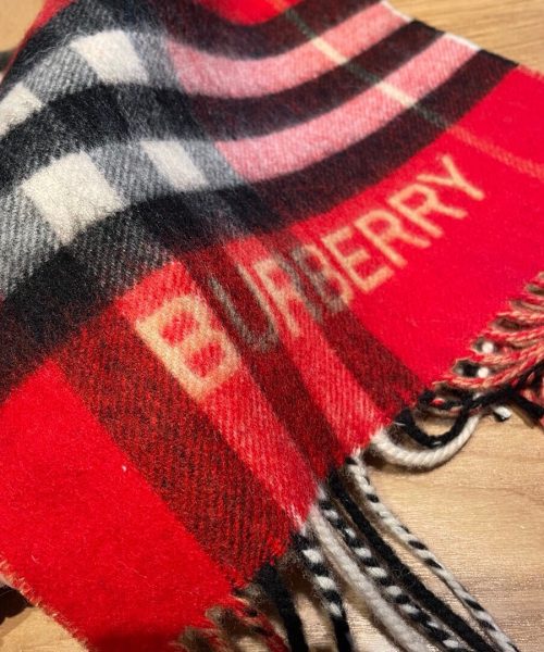 Burberry Contrast Check Cashmere Red/ Beige Scarf 180cm/71in 80504951 