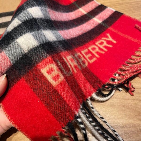 Burberry Contrast Check Cashmere Red/ Beige Scarf 180cm/71in 80504951