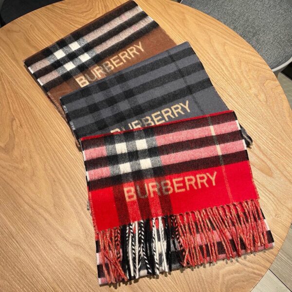 Burberry Contrast Check Cashmere Red/ Beige Scarf 180cm/71in 80504951 