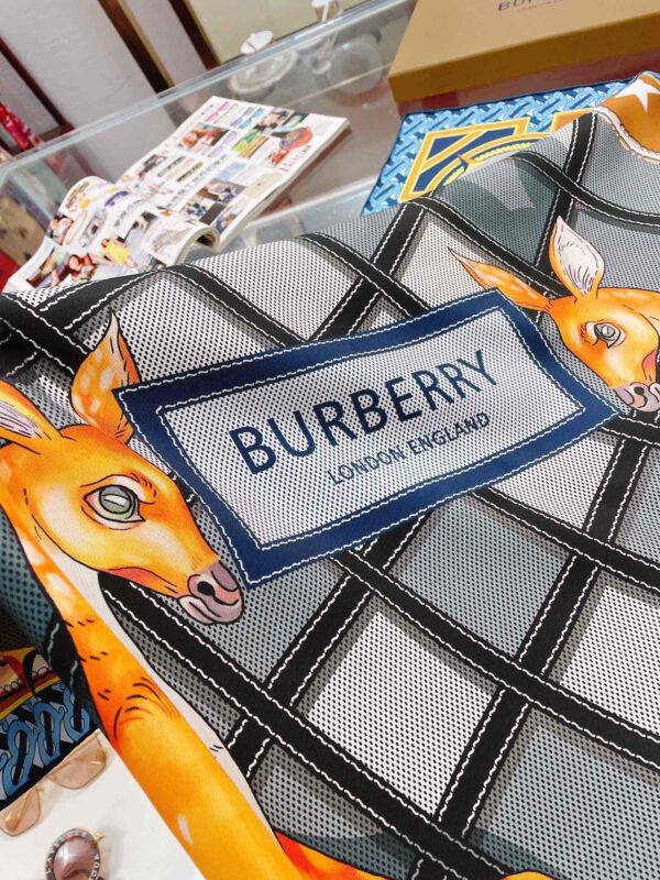 Burberry Deer Print Black Square Scarf 90cm/35in 