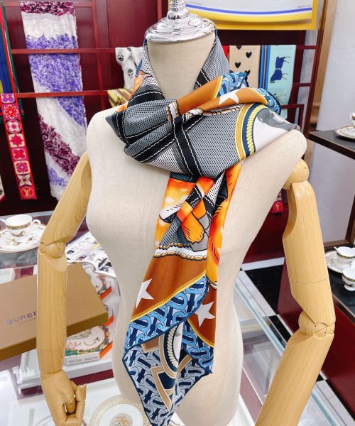 Burberry Deer Print Blue Square Scarf 90cm/35in 