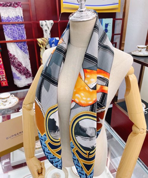 Burberry Deer Print Blue Square Scarf 90cm/35in 