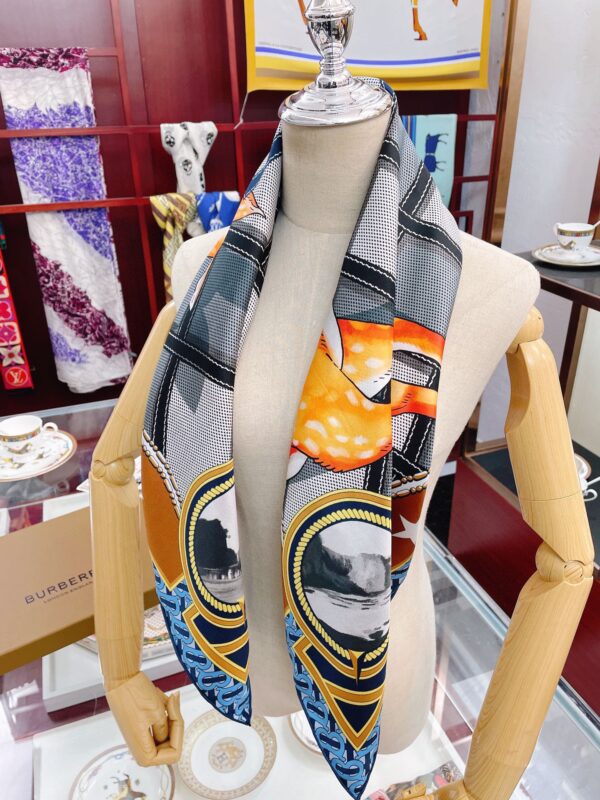 Burberry Deer Print Blue Square Scarf 90cm/35in 