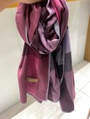Burberry Lightweight Check Wool Silk Scarf Purple/Pink/Grey 79in/200cm 