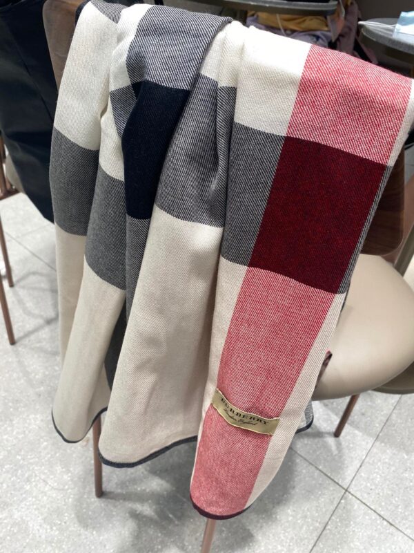 Burberry Lightweight Check Wool Silk Scarf White/Red/Grey 79in/200cm 