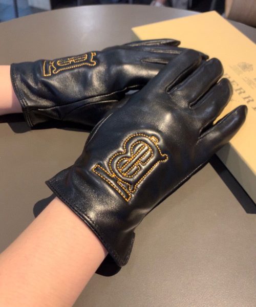 Burberry Monogram Motif Gloves In Black