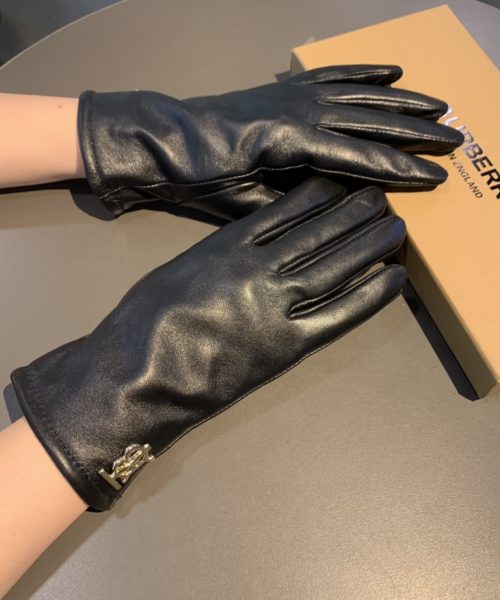 Burberry Monogram Motif Gloves In Black