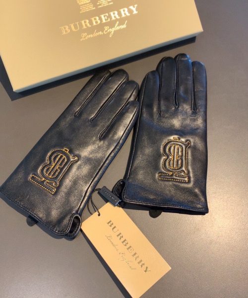 Burberry Monogram Motif Gloves In Black