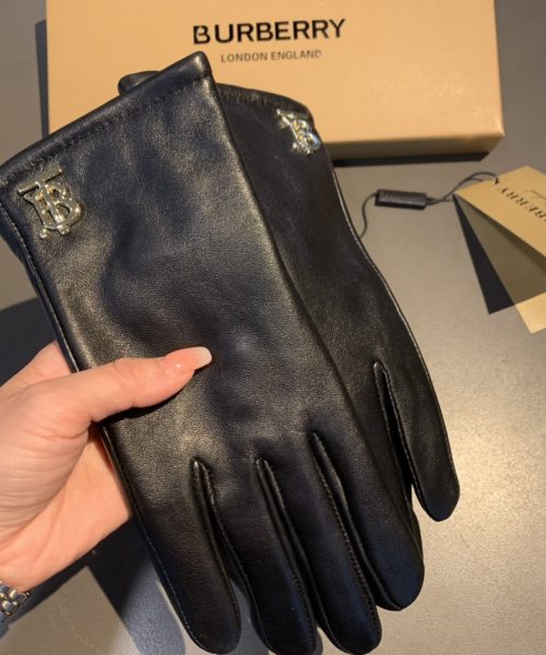 Burberry Monogram Motif Gloves In Black