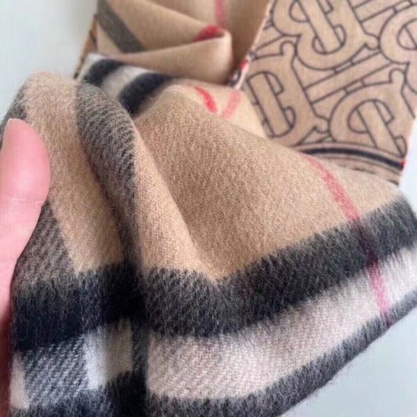 Burberry Reversible Check and Monogram Cashmere Scarf Brown 65in/165cm