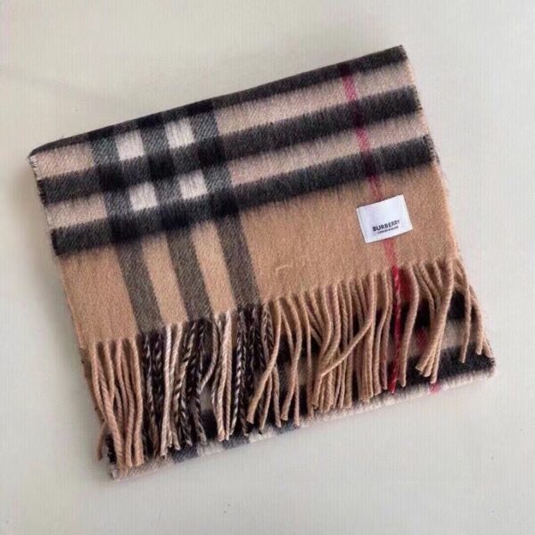 Burberry Reversible Check and Monogram Cashmere Scarf Brown 65in/165cm