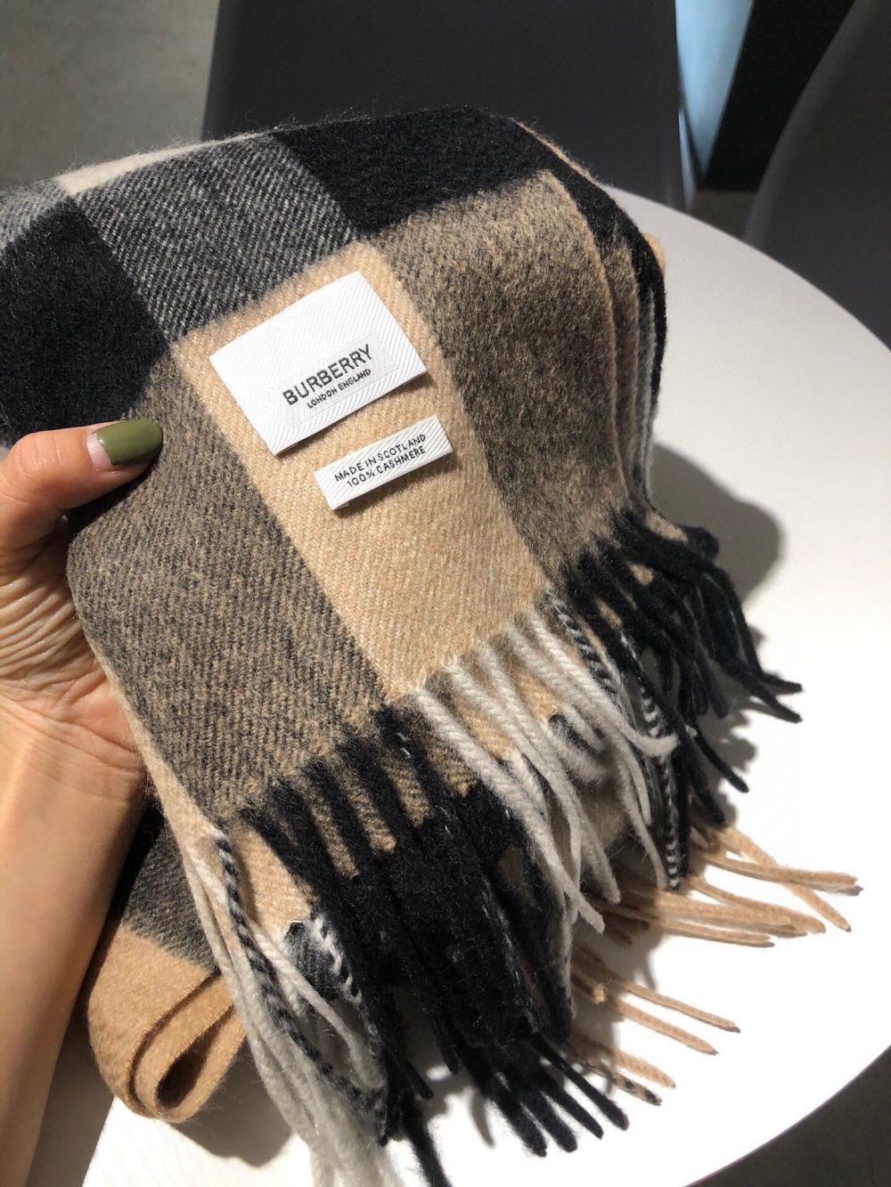 Burberry The Classic Check Cashmere Brown 66in/168cm - Image 4