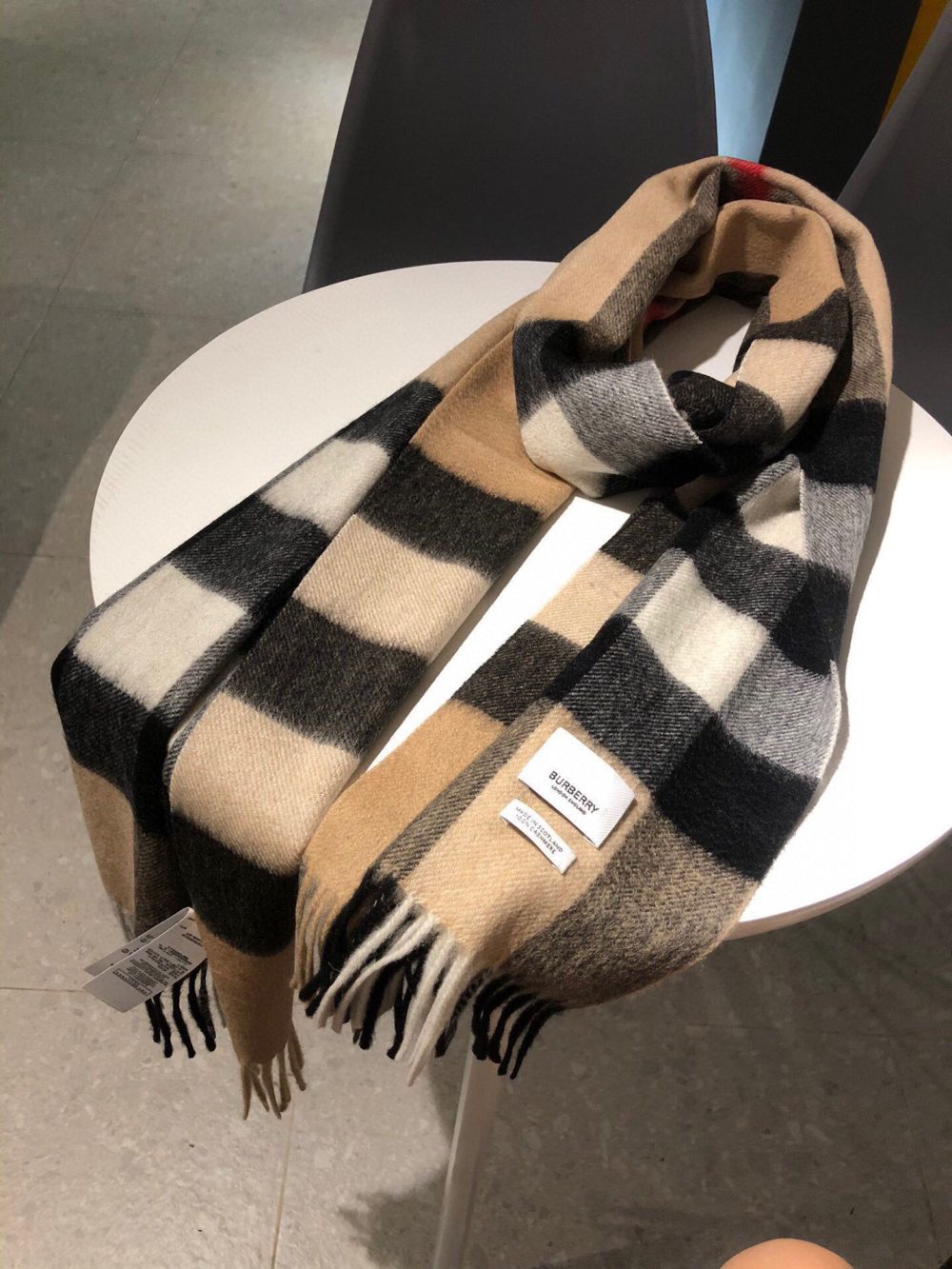 Burberry The Classic Check Cashmere Brown 66in/168cm - Image 3