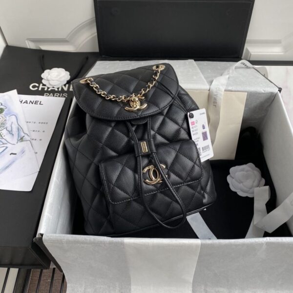 [REP 1:1] Caviar Vintage Duma Backpack Black/White/Red For Women 9.5in / 24cm AS1371
