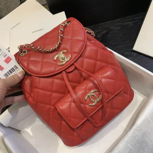 [REP 1:1] Caviar Vintage Duma Backpack Black/White/Red For Women 9.5in / 24cm AS1371