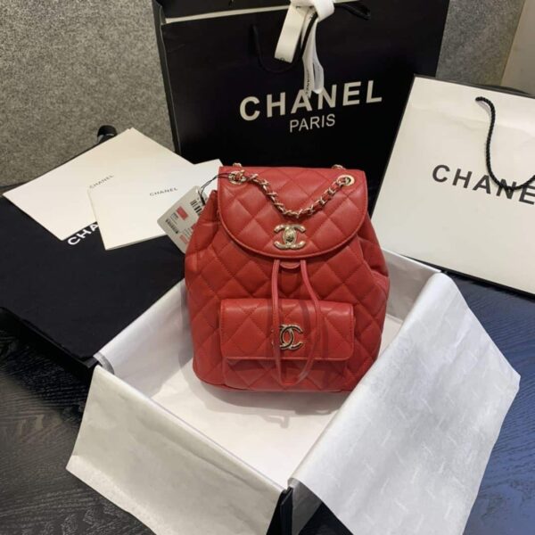 [REP 1:1] Caviar Vintage Duma Backpack Black/White/Red For Women 9.5in / 24cm AS1371