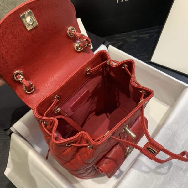 [REP 1:1] Caviar Vintage Duma Backpack Black/White/Red For Women 9.5in / 24cm AS1371