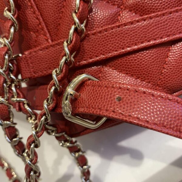 [REP 1:1] Caviar Vintage Duma Backpack Black/White/Red For Women 9.5in / 24cm AS1371