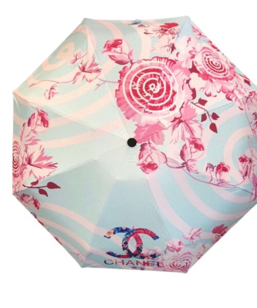 CC Folding Umbrella With Flower Light Blue