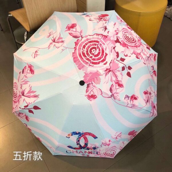 CC Folding Umbrella With Flower Light Blue