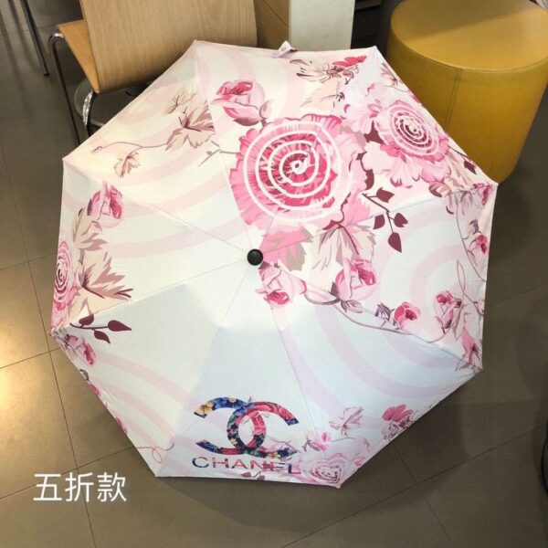 CC Folding Umbrella With Flower White