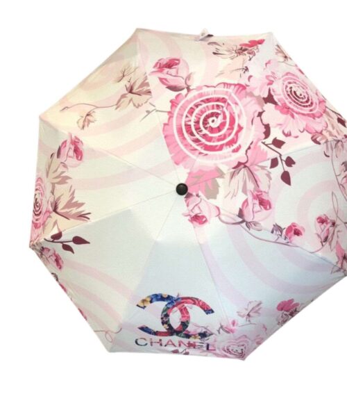 CC Folding Umbrella With Flower White