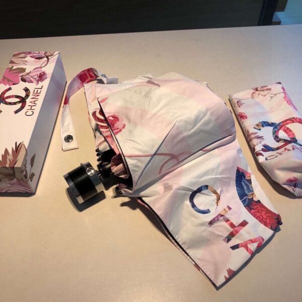 CC Folding Umbrella With Flower White
