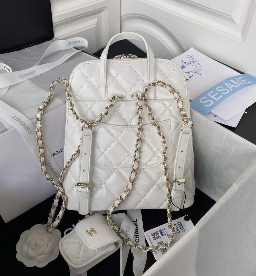 [REP 1:1] CC Rucksack Backpack Black/White/Pink/ Steel Blue For Women 7.1in / 18cm AS3332