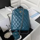 [REP 1:1] CC Rucksack Backpack Black/White/Pink/ Steel Blue For Women 7.1in / 18cm AS3332