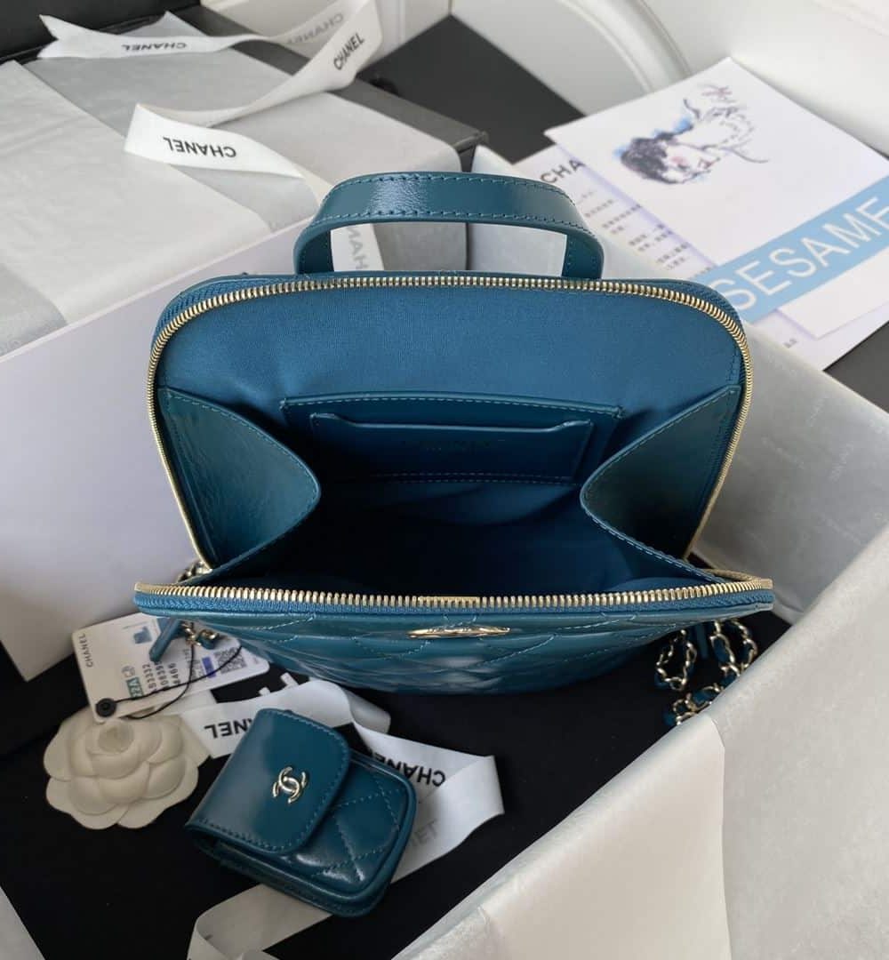 [REP 1:1] CC Rucksack Backpack Black/White/Pink/ Steel Blue For Women 7.1in / 18cm AS3332