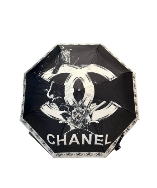 CC With Flower Folding Umbrella Black