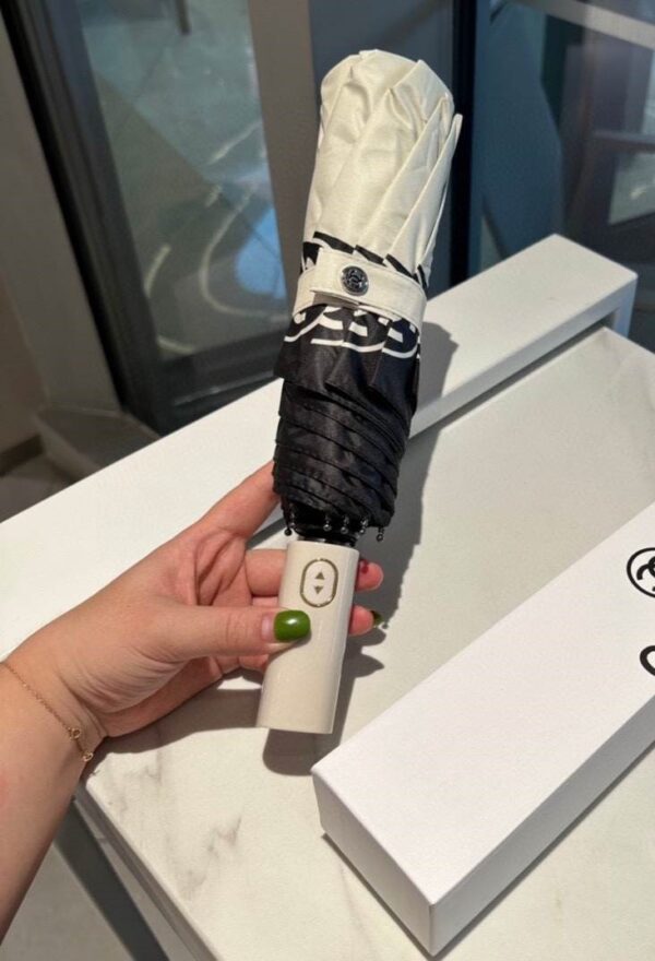 CC With Flower Folding Umbrella White