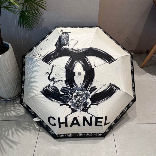 CC With Flower Folding Umbrella White