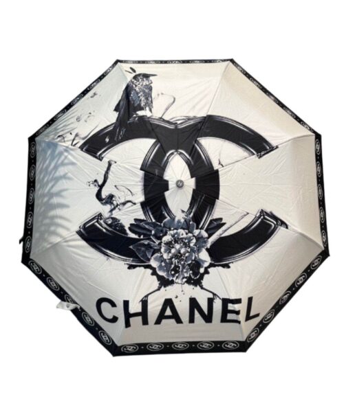 CC With Flower Folding Umbrella White
