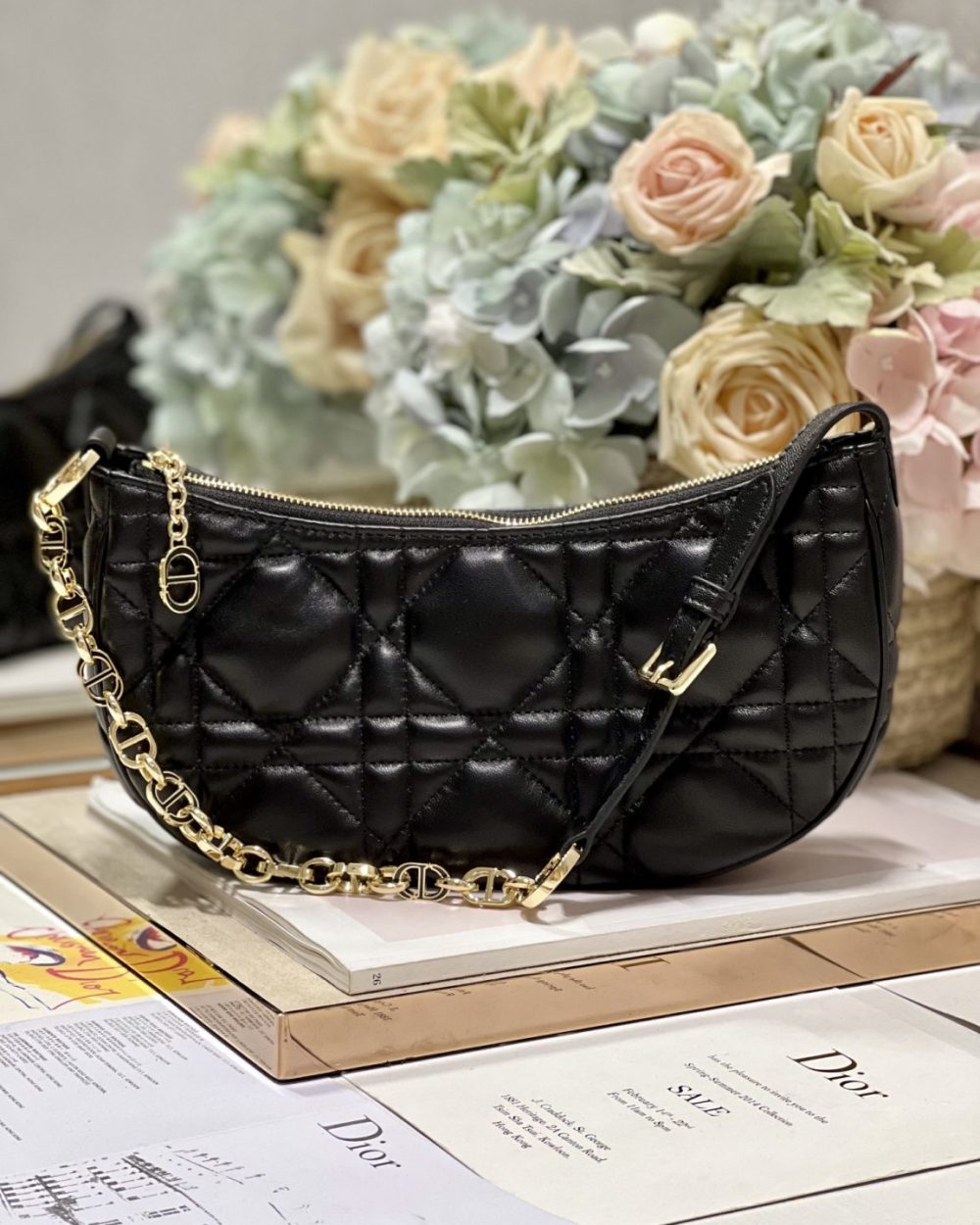 1:1 Replica Cd Lounge Bag Black/White For Women in/ 26cm M22626FBE_M900