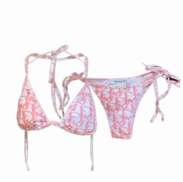 CD Oblique Technical Fabric Swimsuit Pink For Women