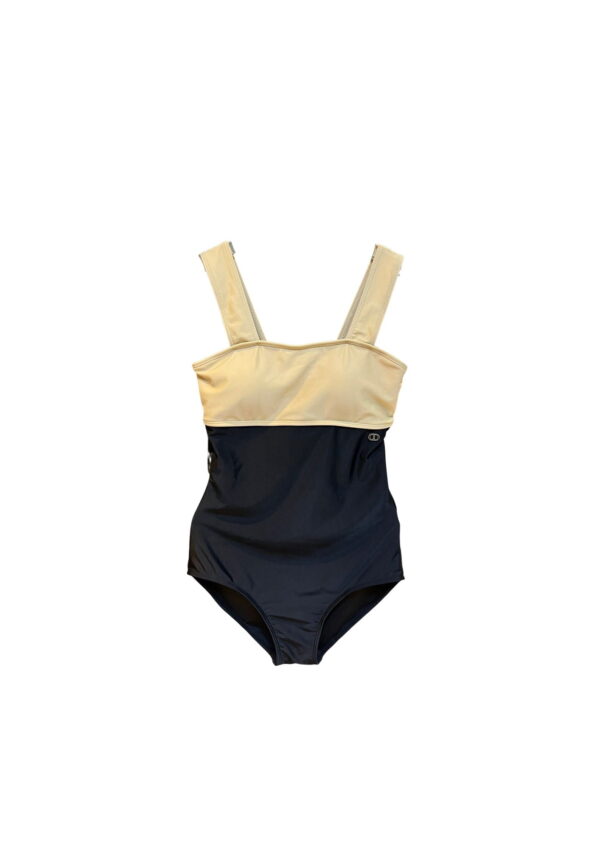 CD One-Piece Swimsuit Beige And Black For Women