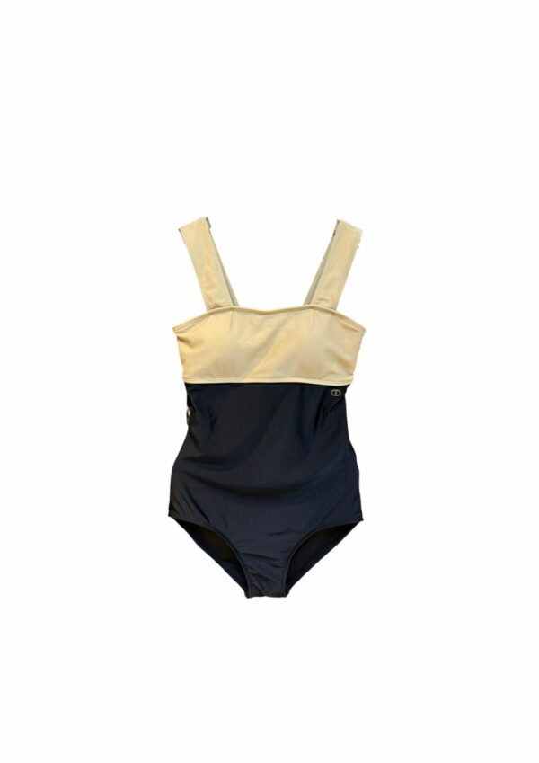CD One-Piece Swimsuit Beige And Black For Women