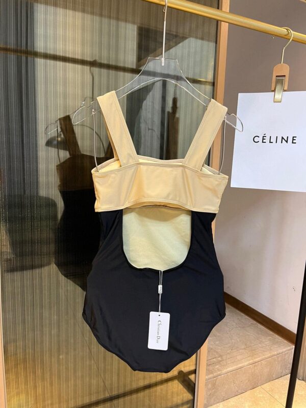 CD One-Piece Swimsuit Beige And Black For Women