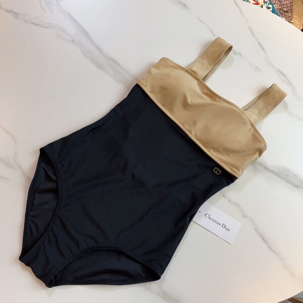 CD One-Piece Swimsuit Beige And Black For Women