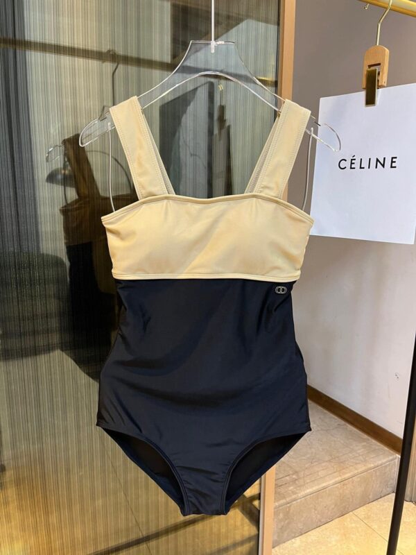 CD One-Piece Swimsuit Beige And Black For Women