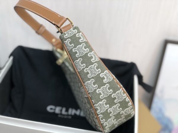 1:1 Replica Celine Ava Bag In Triomphe Canvas Green For Women 9in/23cm