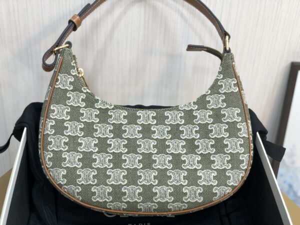 1:1 Replica Celine Ava Bag In Triomphe Canvas Green For Women 9in/23cm